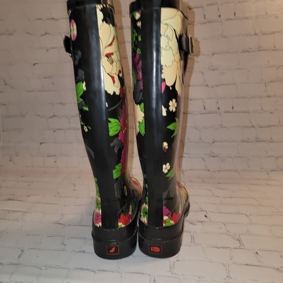 Sakroots Floral Knee High Rubber  Rain Boots Size 6 - Picture 2 of 7